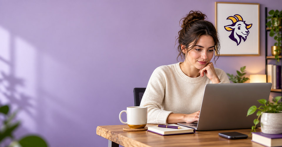 Illustration of a person considering information on a laptop